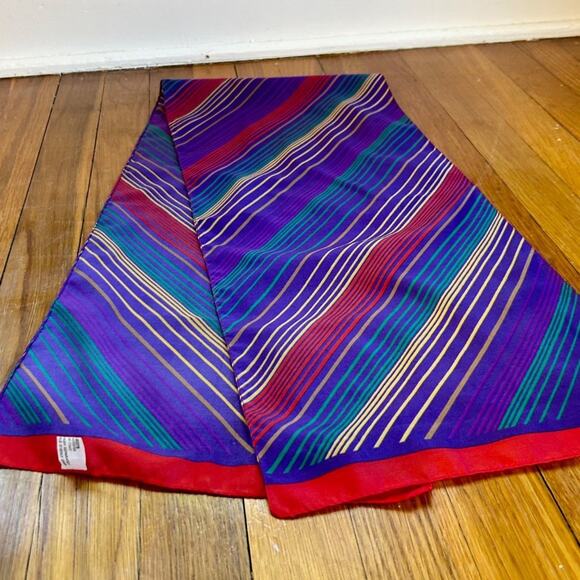 Vintage Women's Purple Striped Fashion Scarf Head Wrap Made in Italy - Picture 5 of 11